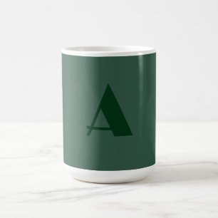 Taza De Café Monograma Letra inicial personalizado Retro verde 