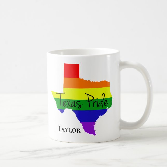 Taza De Café Monograma LGBTQ del arcoiris del orgullo gay de Te (Derecha)