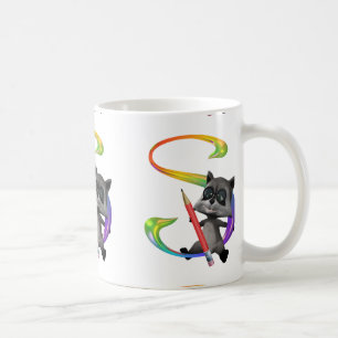Taza De Café Monograma lindo S de Raccon del empollón