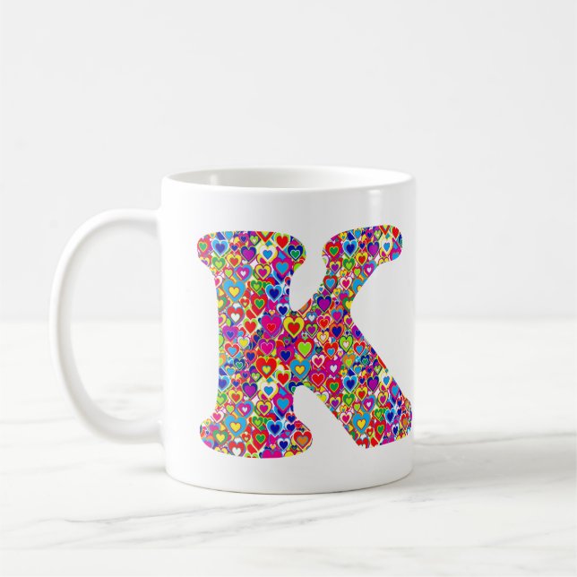 Taza De Café Monograma llenado corazón dinámico colorido de la (Izquierda)