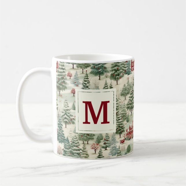 Taza De Café Monograma Los Navidades rústicos de Woodland son a (Izquierda)