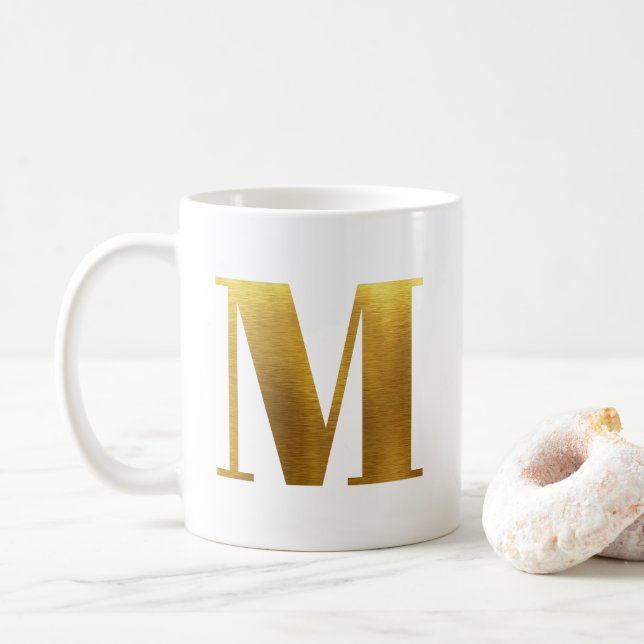 Taza De Café Monograma M de Relieve metalizado de imitación de  (Con donut)
