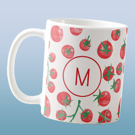 Taza De Café Monograma mediterráneo de acuarela de tomate inici