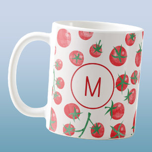 Taza De Café Monograma mediterráneo de acuarela de tomate inici