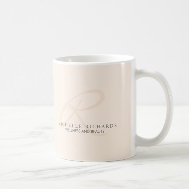 Taza De Café Monograma Minimalista elegante y agudo (Derecha)