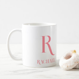Taza De Café Monograma Minimalista Moderno Nombre Elegante Rosa