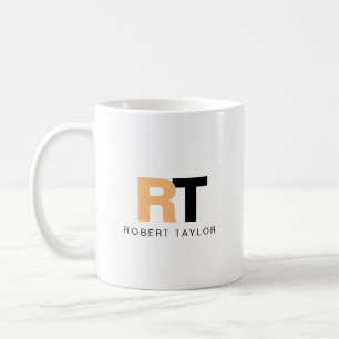 Taza De Café Monograma Minimalista Personalizada de Dos Tonos
