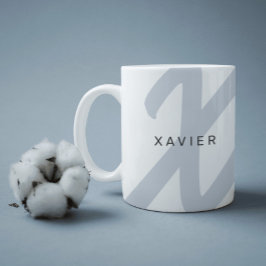 Taza De Café Monograma minimalista y nombre elegancia gris azul