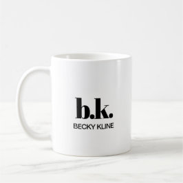 Taza De Café Monograma Mínimo Clásico Elegante Negro y Blanco