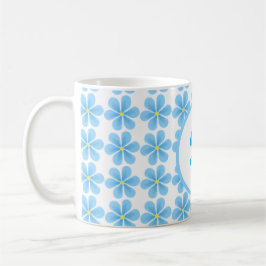 Taza De Café monograma minimo elegante Patrón botánico azul