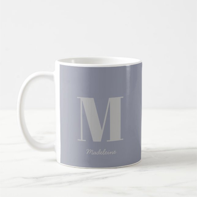 Taza De Café Monograma mínimo moderno Nombre gris inicial (Izquierda)