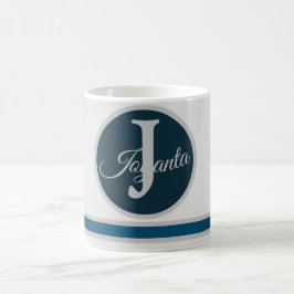 Taza De Café Monograma moderno azul gris claro elegante