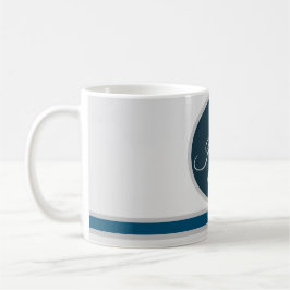 Taza De Café Monograma moderno azul gris claro elegante