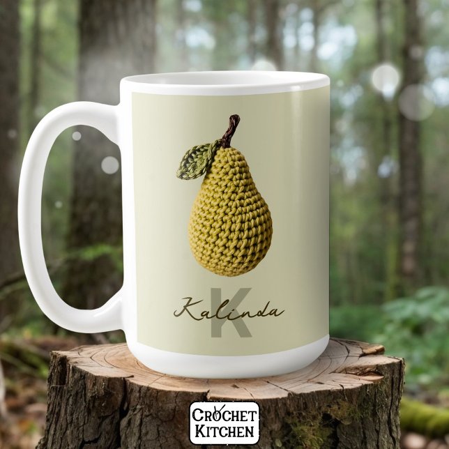 Taza De Café Monograma moderno con crochet amarillo mínimo (Subido por el creador)