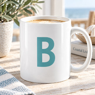 Taza De Café Monograma moderno de letra inicial grande verde tu