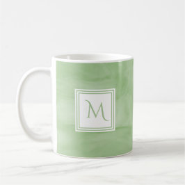 Taza De Café Monograma moderno de mármol suave verde claro
