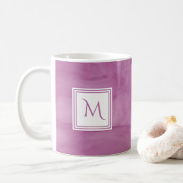 Taza De Café Monograma moderno de mármol sutil morado simple