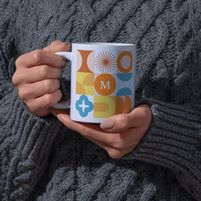 Taza De Café Monograma moderno de mediados de siglo (Subido por el creador)