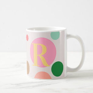 Taza De Café Monograma moderno de puntos de polka