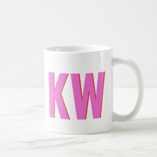 Taza De Café Monograma moderno de sombra roja rosa personalizad