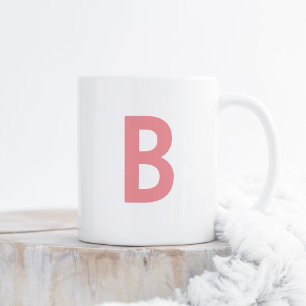 Taza De Café Monograma moderno Letra grande Rosa rosa