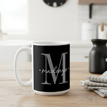 Monograma moderno minimalista negro blanco