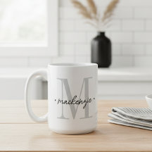 Monograma moderno minimalista negro blanco