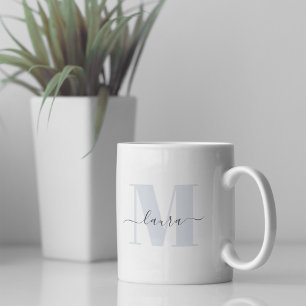 Taza De Café Monograma moderno nombre simple personalizado