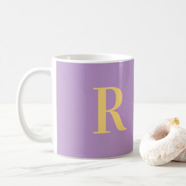 Taza De Café Monograma moderno Purple Lilac (Con donut)