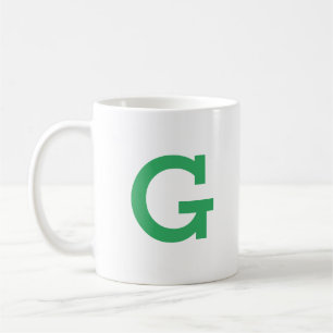 Taza De Café Monograma moderno simple carta inicial en verde