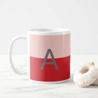 Taza De Café Monograma moderno simple rojo y rosa
