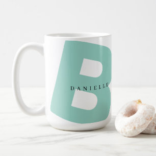 Taza De Café Monograma moderno sobredimensionado inicial y nomb