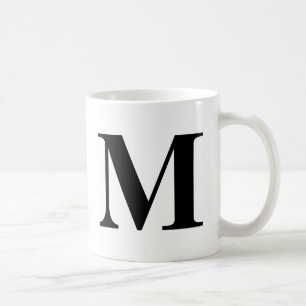 Taza De Café Monograma moderno tipografía blanco negro Minimali