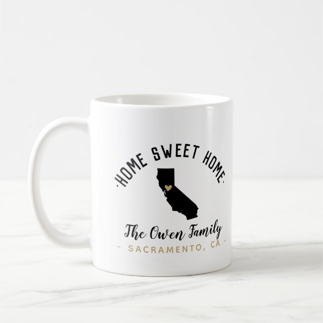 Taza De Café Monograma Mug de la familia Hogar Dulce de Califor (Izquierda)