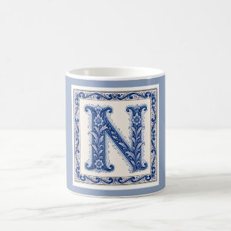 Taza De Café Monograma N de Patrimonio Noruego - Azul
