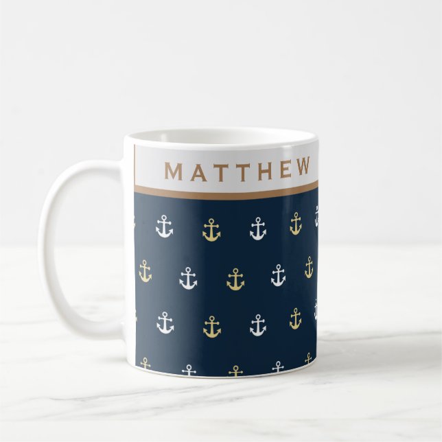 Taza De Café Monograma naumático preppy (Izquierda)
