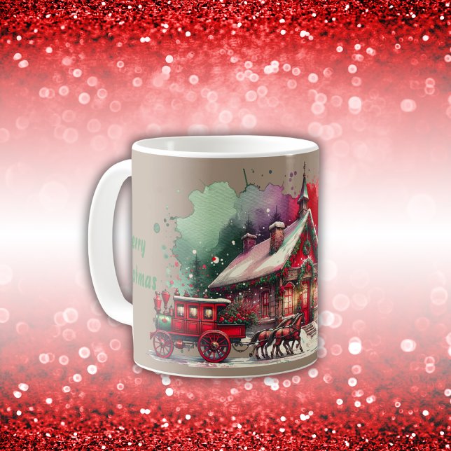 Taza De Café Monograma Navidad festiva ventilado en marrón | (Subido por el creador)