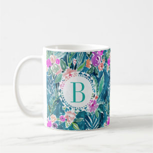 Taza De Café Monograma NAVY PARAÍSO TROPICAL Hawaiian Hibiscus