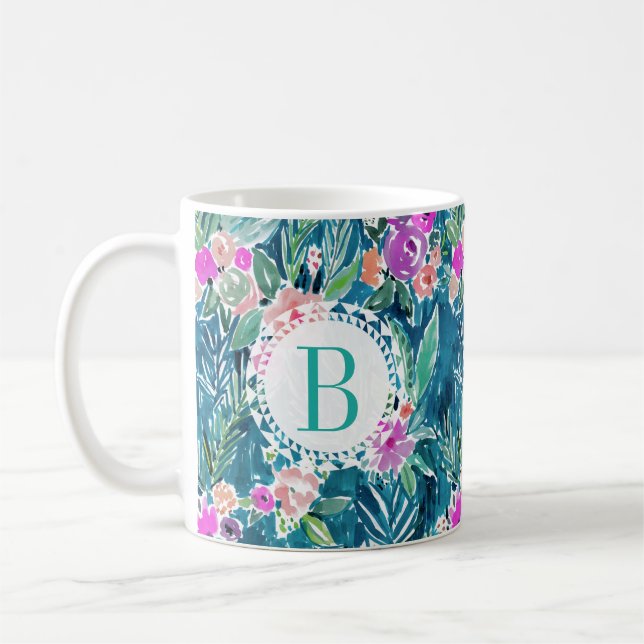 Taza De Café Monograma NAVY PARAÍSO TROPICAL Hawaiian Hibiscus (Izquierda)