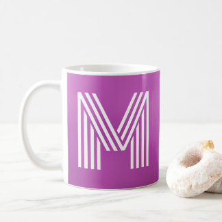 Taza De Café Monograma negrita inicial violeta violeta púrpura 