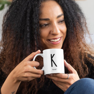 Taza De Café Monograma negro Café Mug blanco