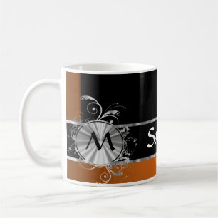 Taza De Café Monograma negro y de plata de cobre