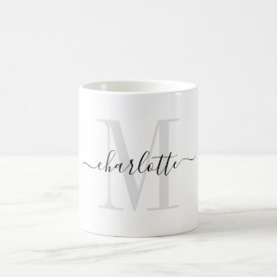 Taza De Café Monograma Nombre de guión moderno