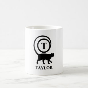 Taza De Café Monograma Nombre inicial Gato Gato Gatito Gato Gat