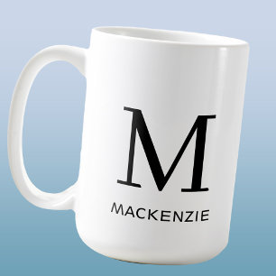 Taza De Café Monograma Nombre inicial simple