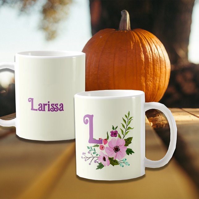 Taza De Café Monograma Nombre personalizado rosado inicial mora (Subido por el creador)