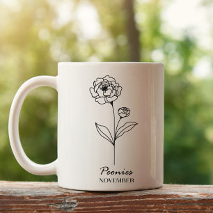 Taza De Café Monograma Noviembre Flower Mes de nacimiento