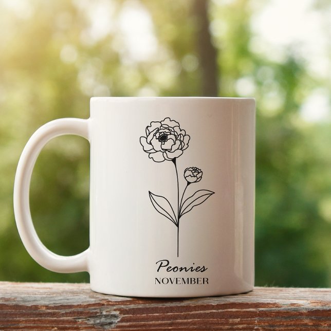 Taza De Café Monograma Noviembre Flower Mes de nacimiento (Subido por el creador)