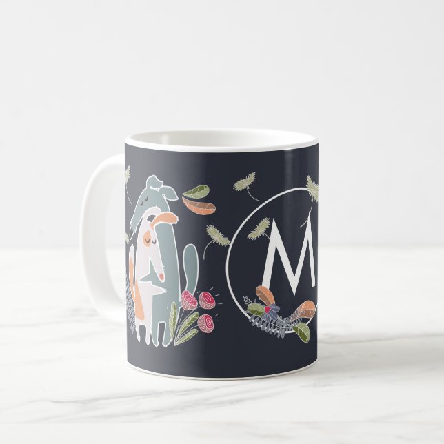 Taza De Café Monograma perro podenco y café Personalizado Galgo (Anverso izquierdo)