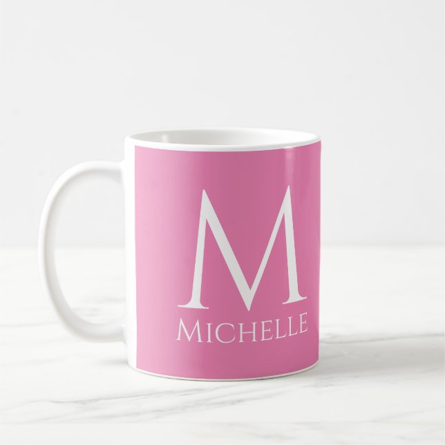 Taza De Café Monograma Personalizable de nombre inicial plantil (Izquierda)
